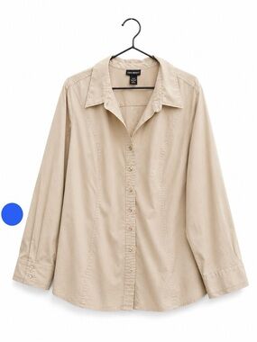 Lane Bryant Beige Button Front Career Blouse Plus Size 26/28
